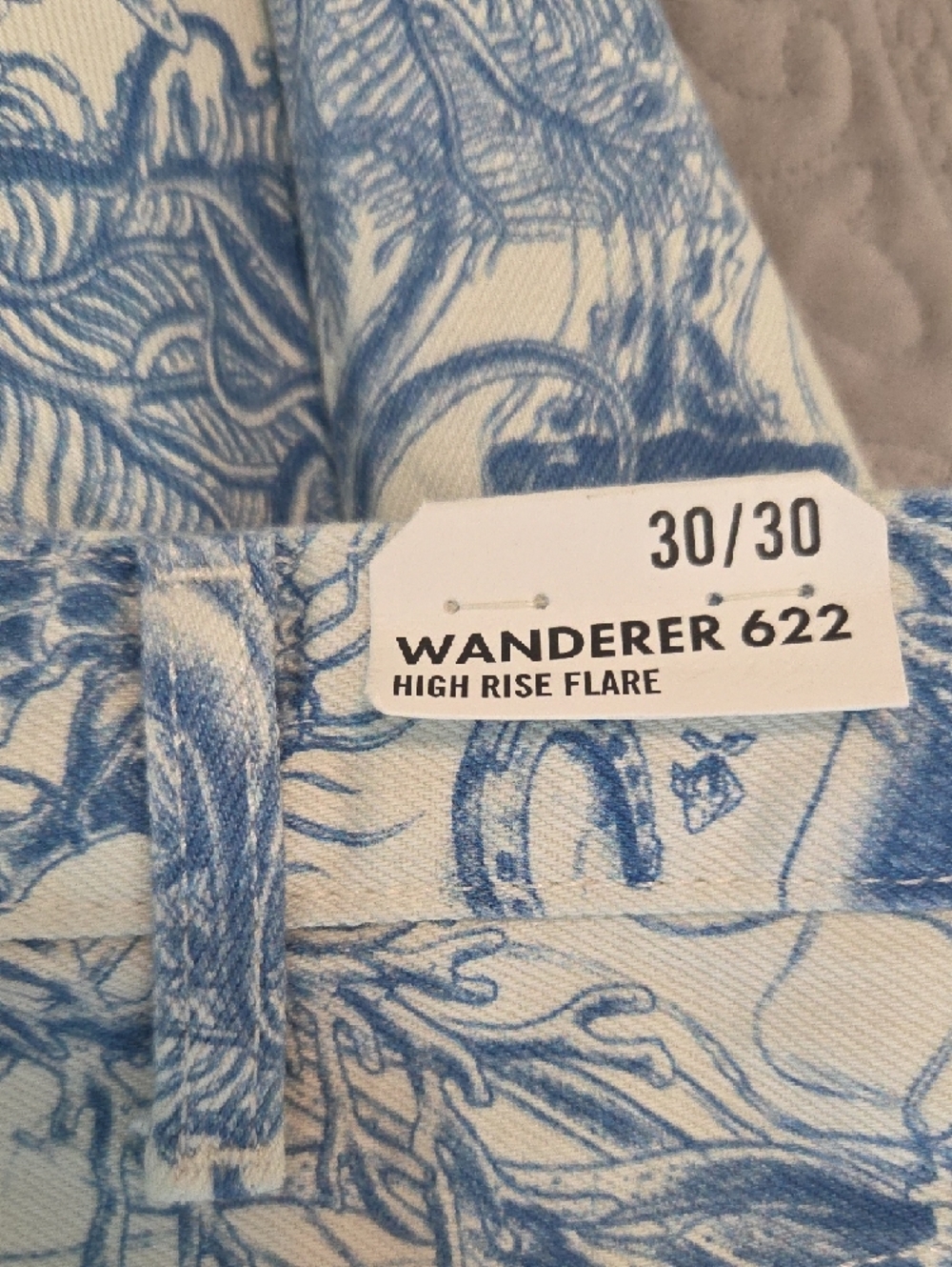 Wrangler Blue and White Nautical Print 622 Flared Pants - Picture 12 of 16
